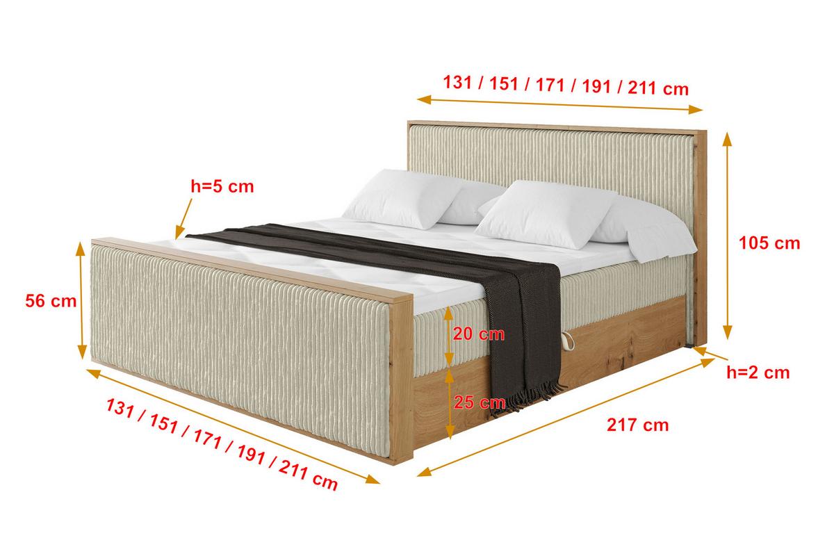 BOXBETT LOLLI9 -Z 120x200 - H3 Creme - Beige, Holzwerkstoff (120/200cm) - ALTDECOR