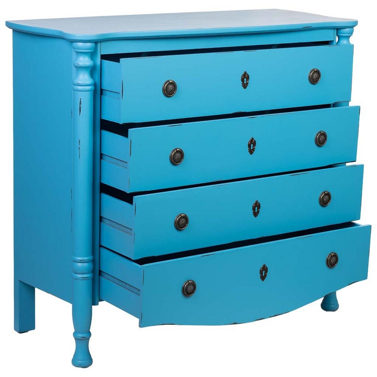 KOMMODE aus lackiertem Holz mit 4 Schubladen 100x40x90 cm - Blau, Holz (100/90/40cm) - Wanderlust