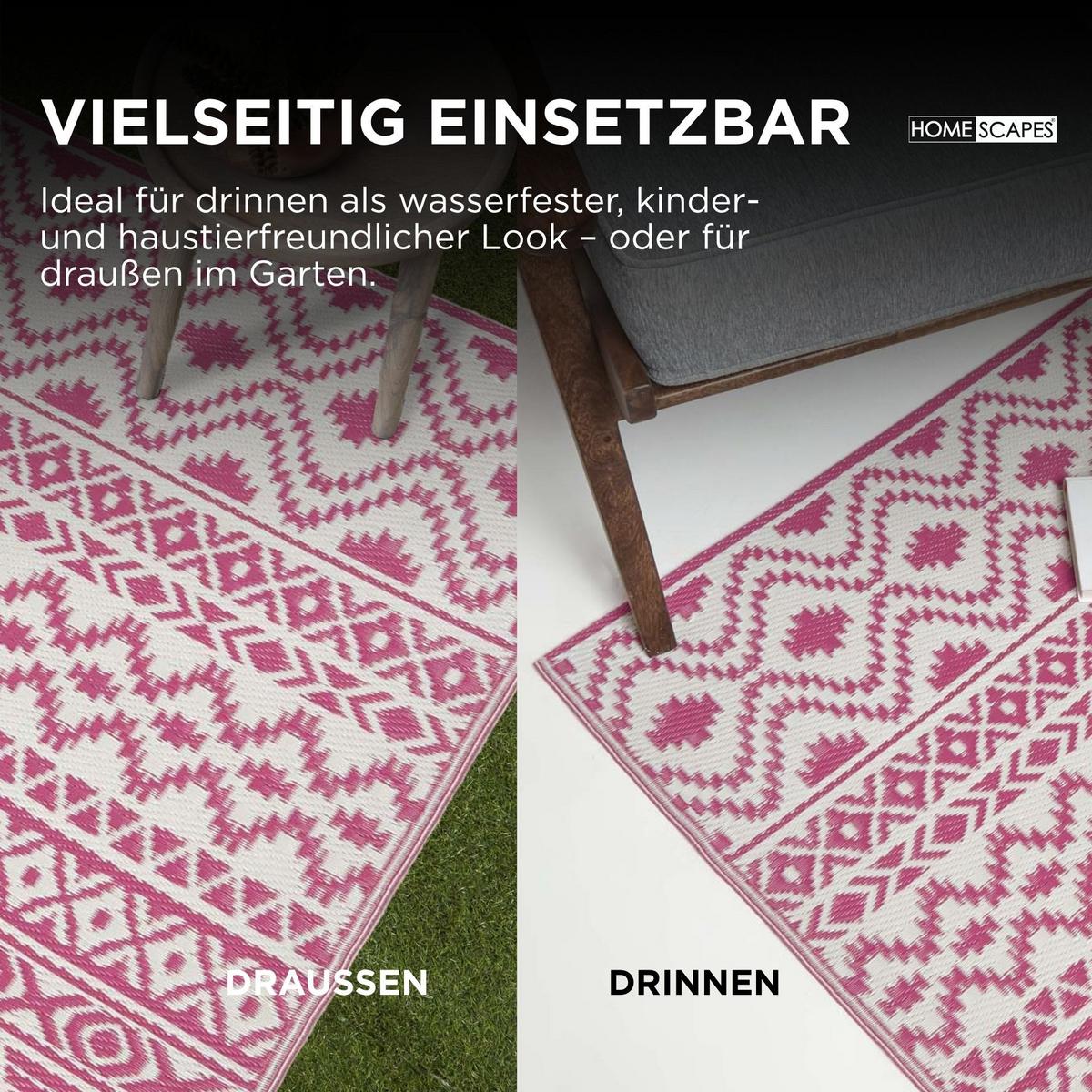 OUTDOORTEPPICH Tia, Ethno-Muster 120/180 cm - Pink, Kunststoff (120/180cm) - Homescapes