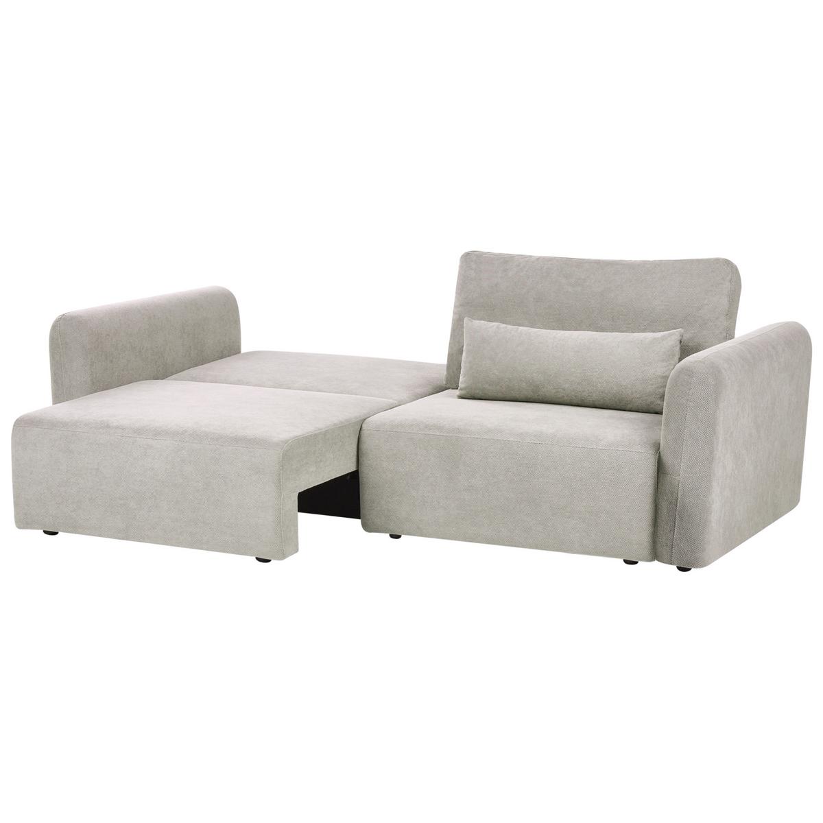 SCHLAFSOFA 3-Sitzer Stoff Grau mit Stauraum Vaxholm - Grau, Textil (232/86/87cm) - Beliani