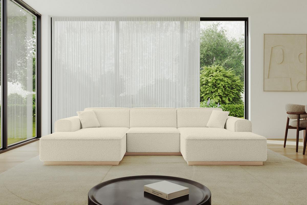 WOHNLANDSCHAFT IREA-U1 - 301x165x80 cm Beige - Champagner/Creme, Holzwerkstoff/Textil (301/80/165cm) - ALTDECOR