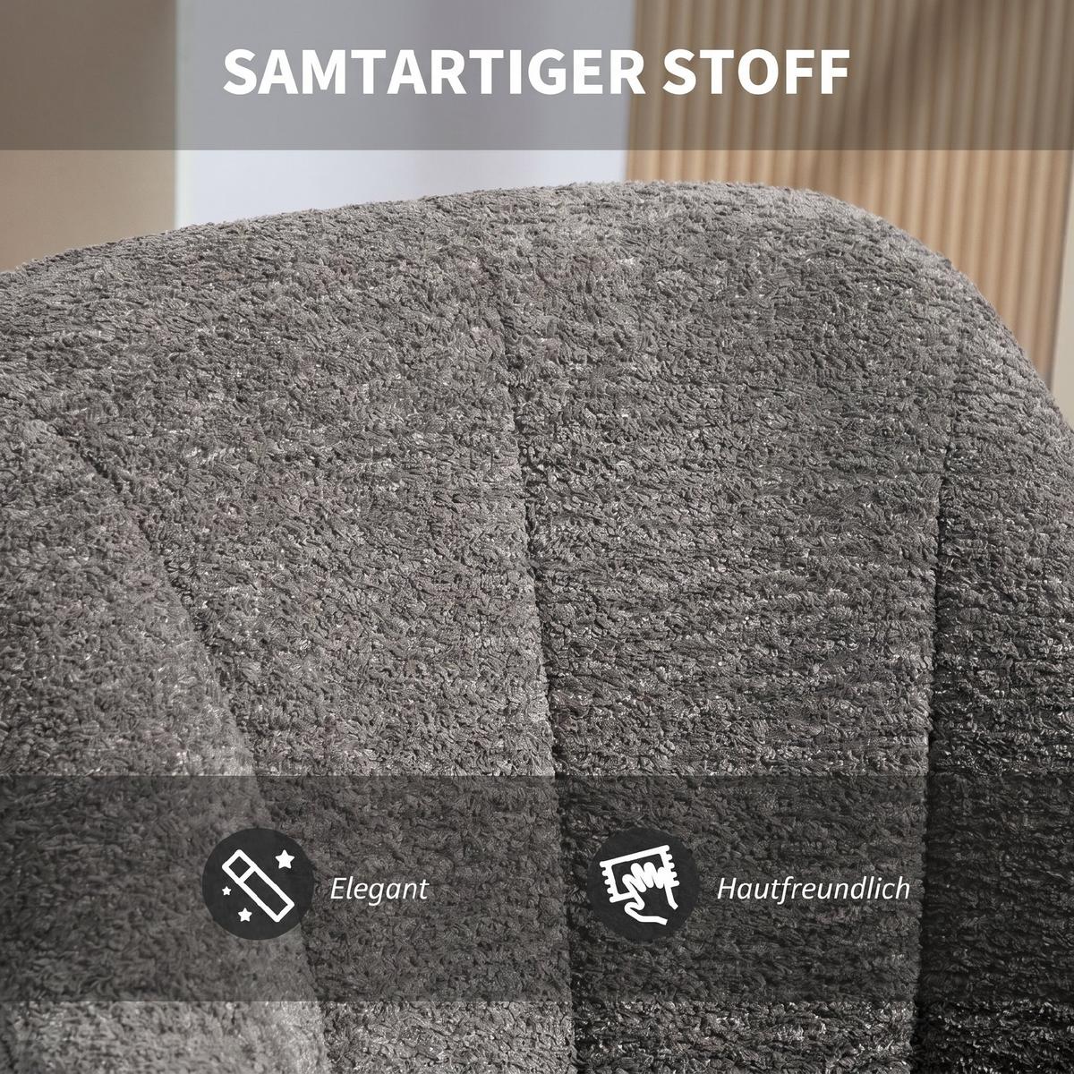 SCHREIBTISCHSTUHL Grau - Chromfarben/Grau, Textil/Metall (63/96/64cm) - HOMCOM