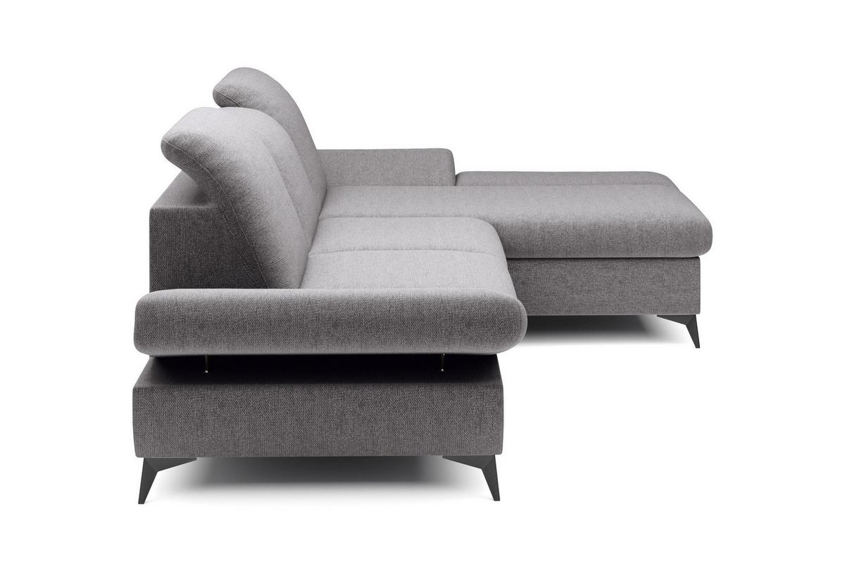 ECKSOFA FELICE R-S Hellgrau Geflochtener Stoff mit Schlaffunktion - Hellgrau, Holz (284/166cm) - MASSENO