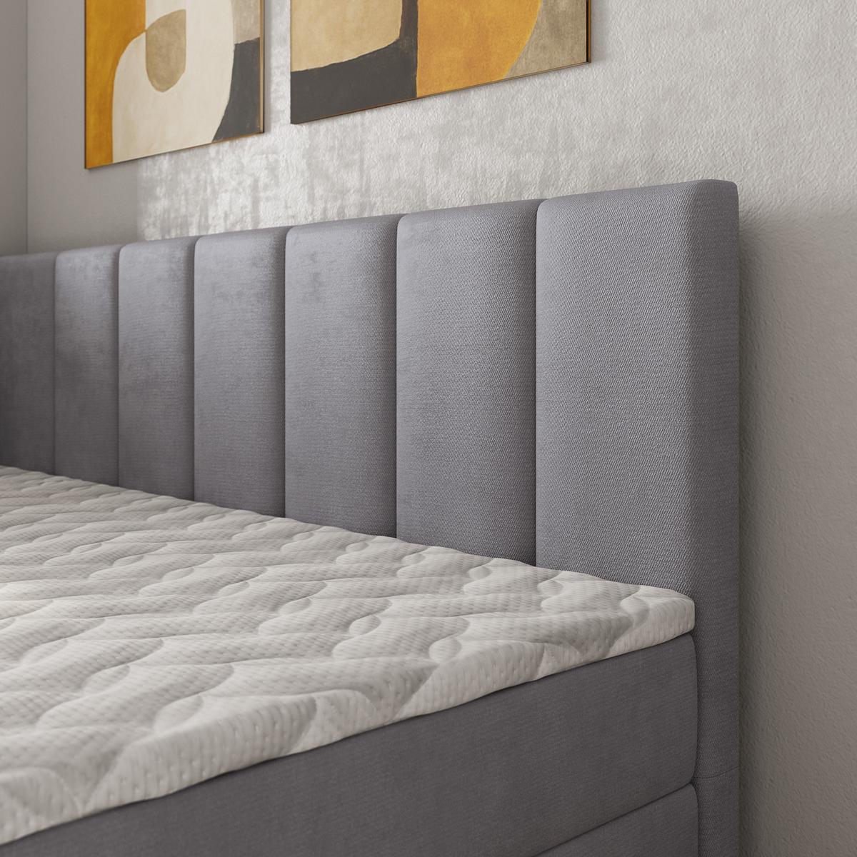 BOXBETT BEVE 80x200 cm mit Matratze und Topper, H2+H3 - Grau - Grau, Holz (80/200cm) - MASSENO