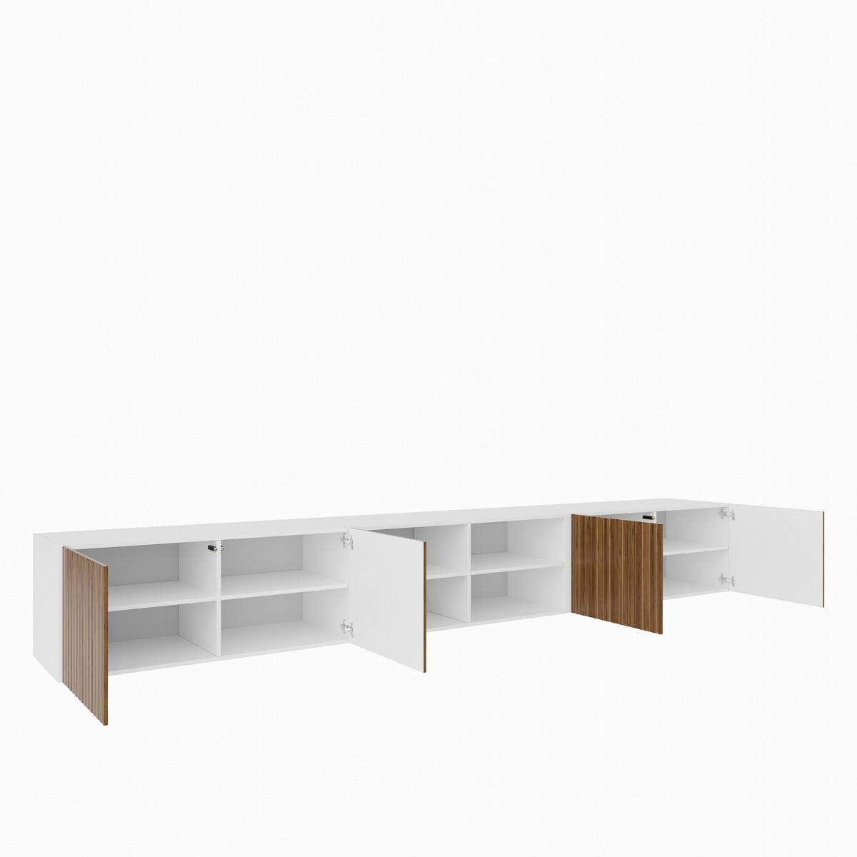 LOWBOARD LIVO 300/41/40 cm, Hängender TV-Schrank Weiß / Eichefarben - Eichefarben/Braun, Holzwerkstoff (300/41/40cm) - MASSENO
