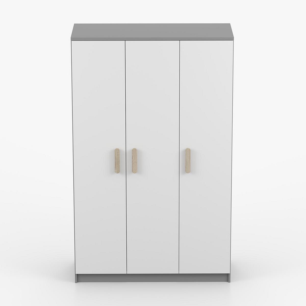 KLEIDERSCHRANK Jonas II 2D 19, 120/192/50, 3-türig, grau - Grau/Sonoma Eiche, Holzwerkstoff (120/194/50cm) - imoebel24