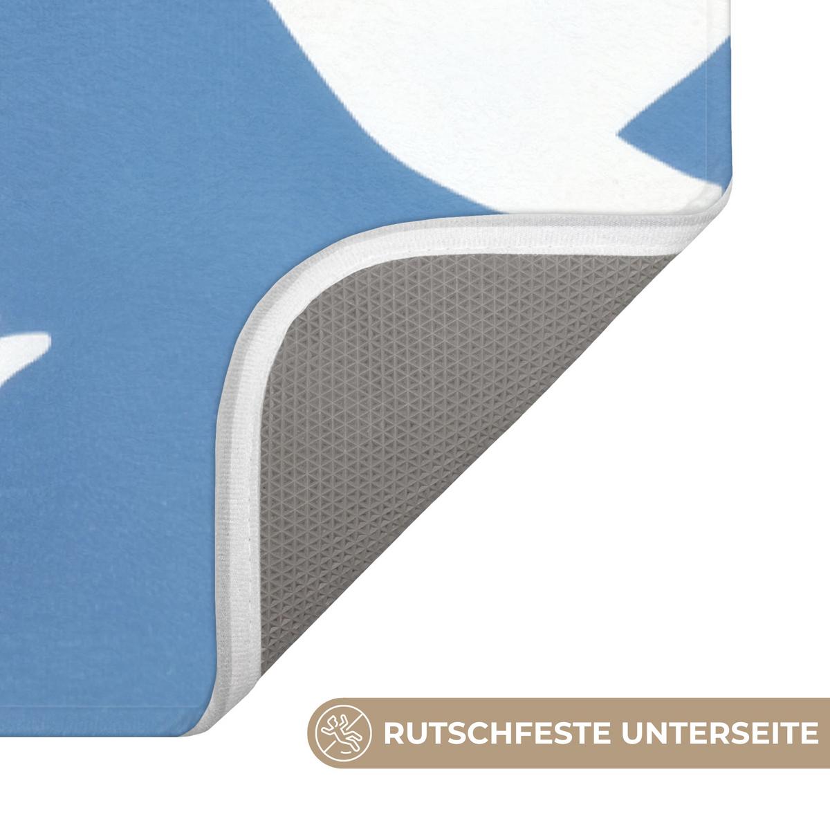 BADEMATTE Vögel - Weiß - Muster 60x120 cm - Blau, Textil (60/120cm) - OnlyWow