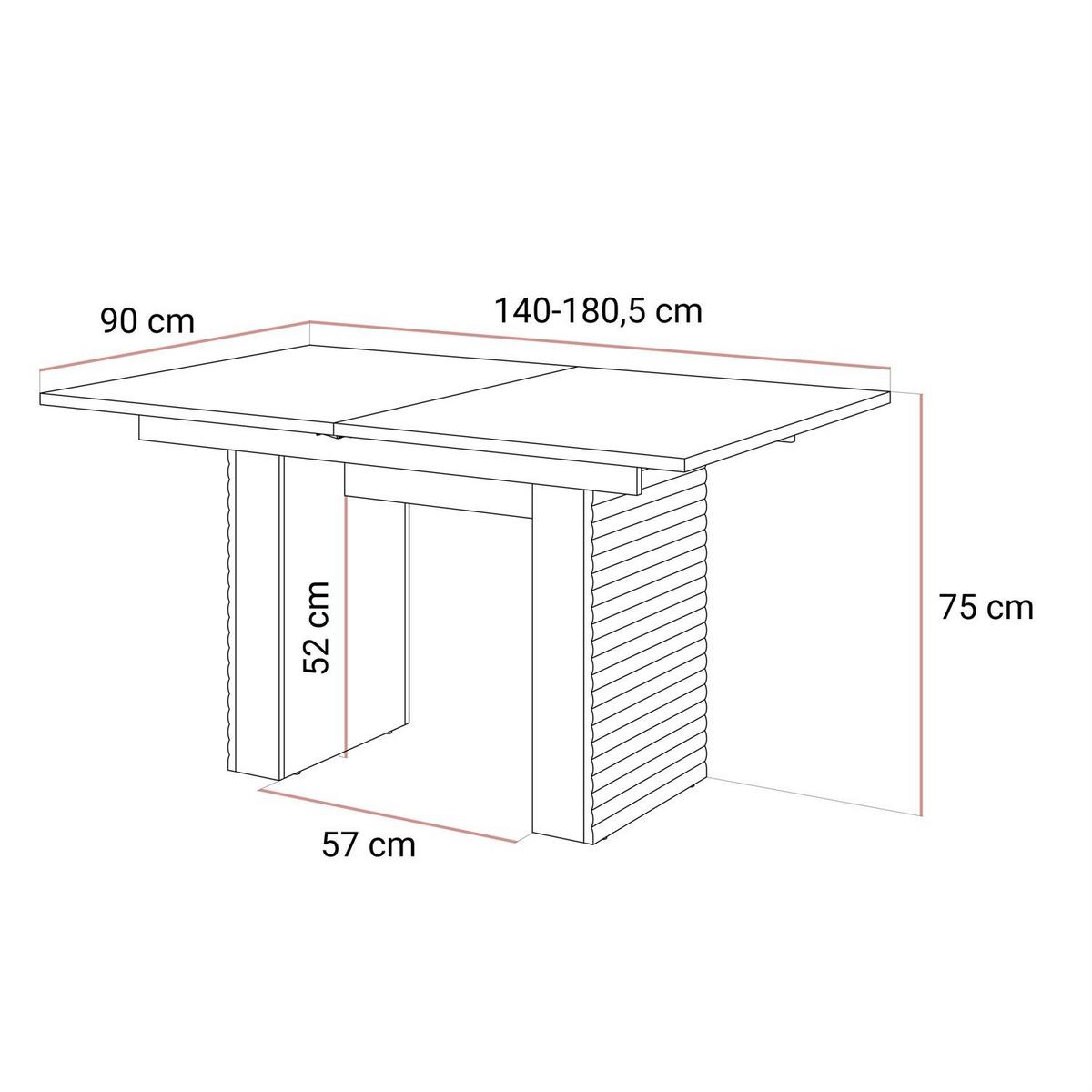 ESSTISCH FLORENCE, ausziehbar von 140–180 cm. - Kaschmir, Holzwerkstoff (90/140/75cm) - Lookway