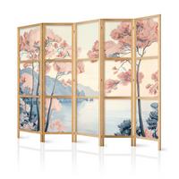 PARAVENT Japanischer 5-tlg 225x172 cm Landschaft - Multicolor, Holz/Textil (225/172/3cm) - Muralo