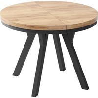 ESSTISCH Lume runder ausziehbarer, Wotan Eiche 100-200/100/76 cm - Eiche Wotan/Schwarz, Holz/Holzwerkstoff (100/200/76cm) - WFL GROUP