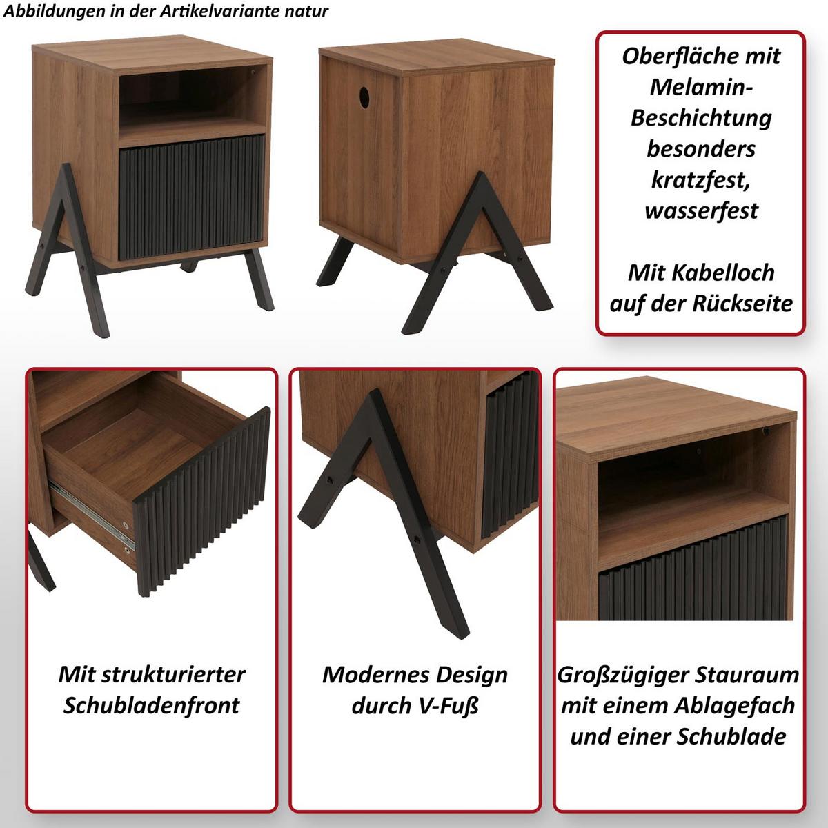 NACHTTISCH rechteckig Braun - Braun, Holz (40/59/40cm) - MCW