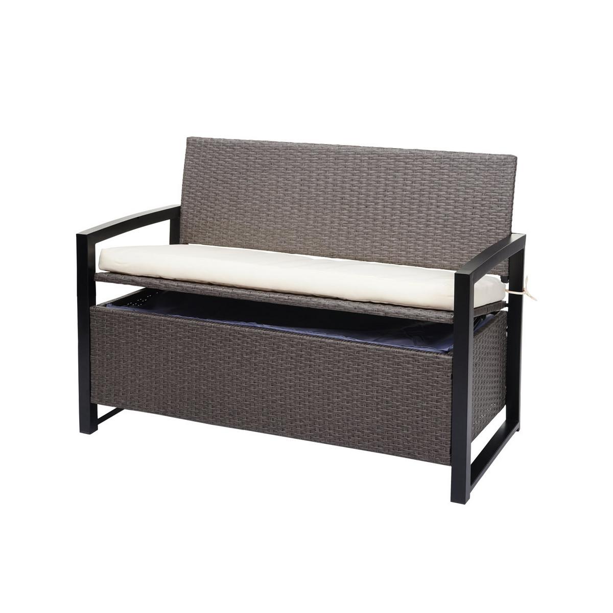POLY-RATTAN 2ER SITZBANK Hellgrau, Cremeweiß - Hellgrau/Weiß, Kunststoff (117/87/57cm) - MCW