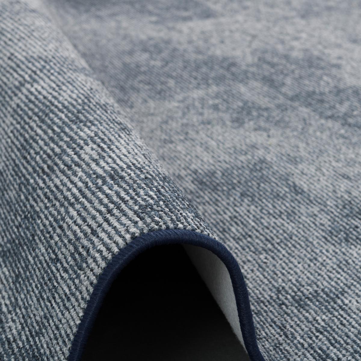 STREIFENBERBER TEPPICH LÄUFER LINES MELIERT - Blau, Textil (100/100cm) - Snapstyle