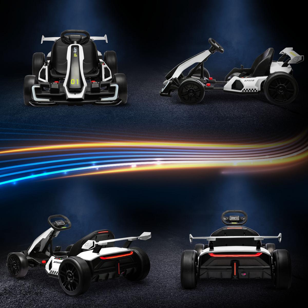 KINDER-DRIFT-KART Kunststoff Metall Weiß - Weiß, Kunststoff (120/76/53.5cm) - HOMCOM