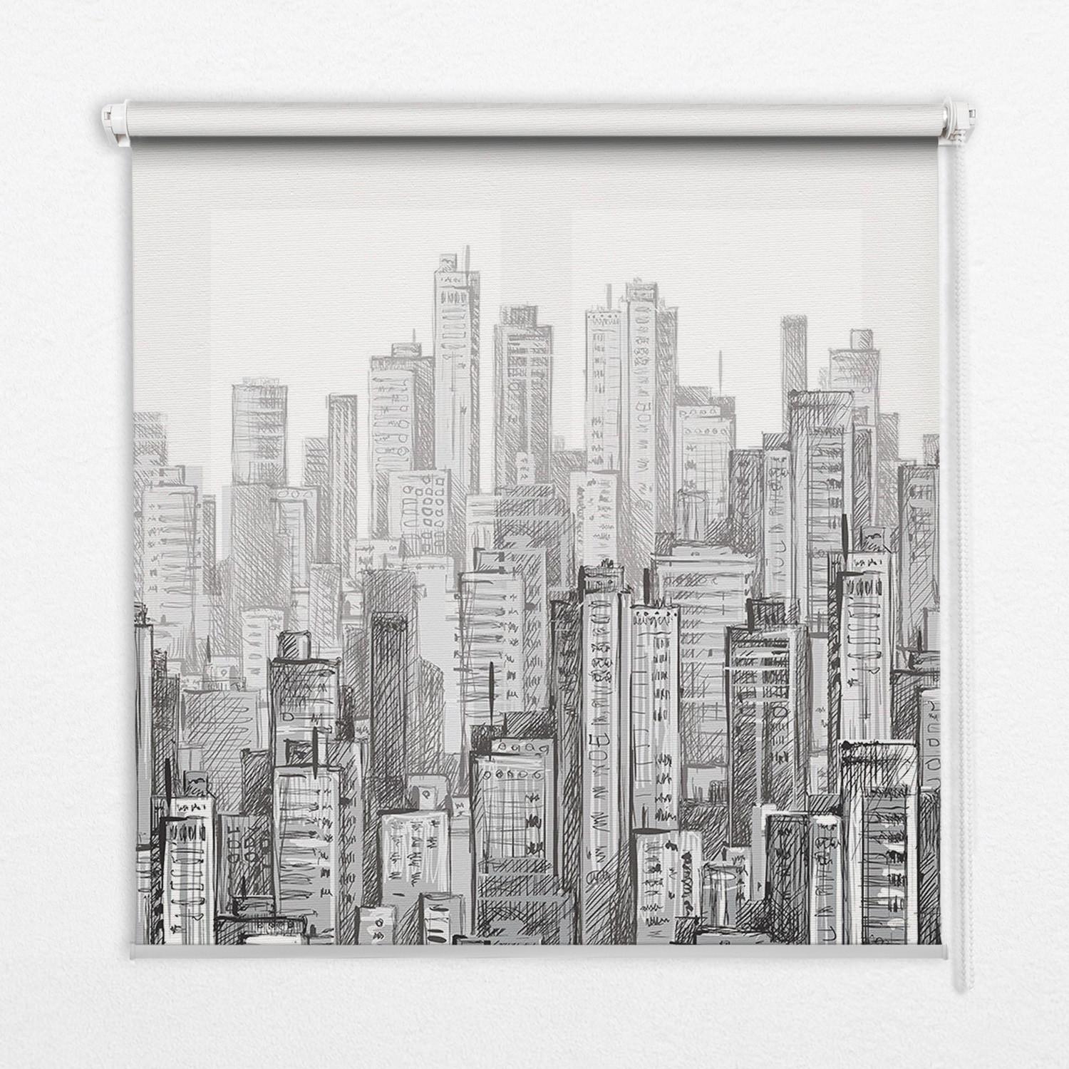 INNENROLLO - Fensterrollo - Rollo - 120x140 cm - Stadt - Schwarz, Kunststoff (120/140/0.5cm) - TULUP