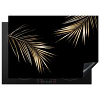 HERDABDECKPLATTE Blätter - Pflanzen - Gold - Schwarz - Luxus Herdabdeckung Induktionsfeld 75x52 cm - Goldfarben, Kunststoff (75/52/0.2cm) - MuchoWow