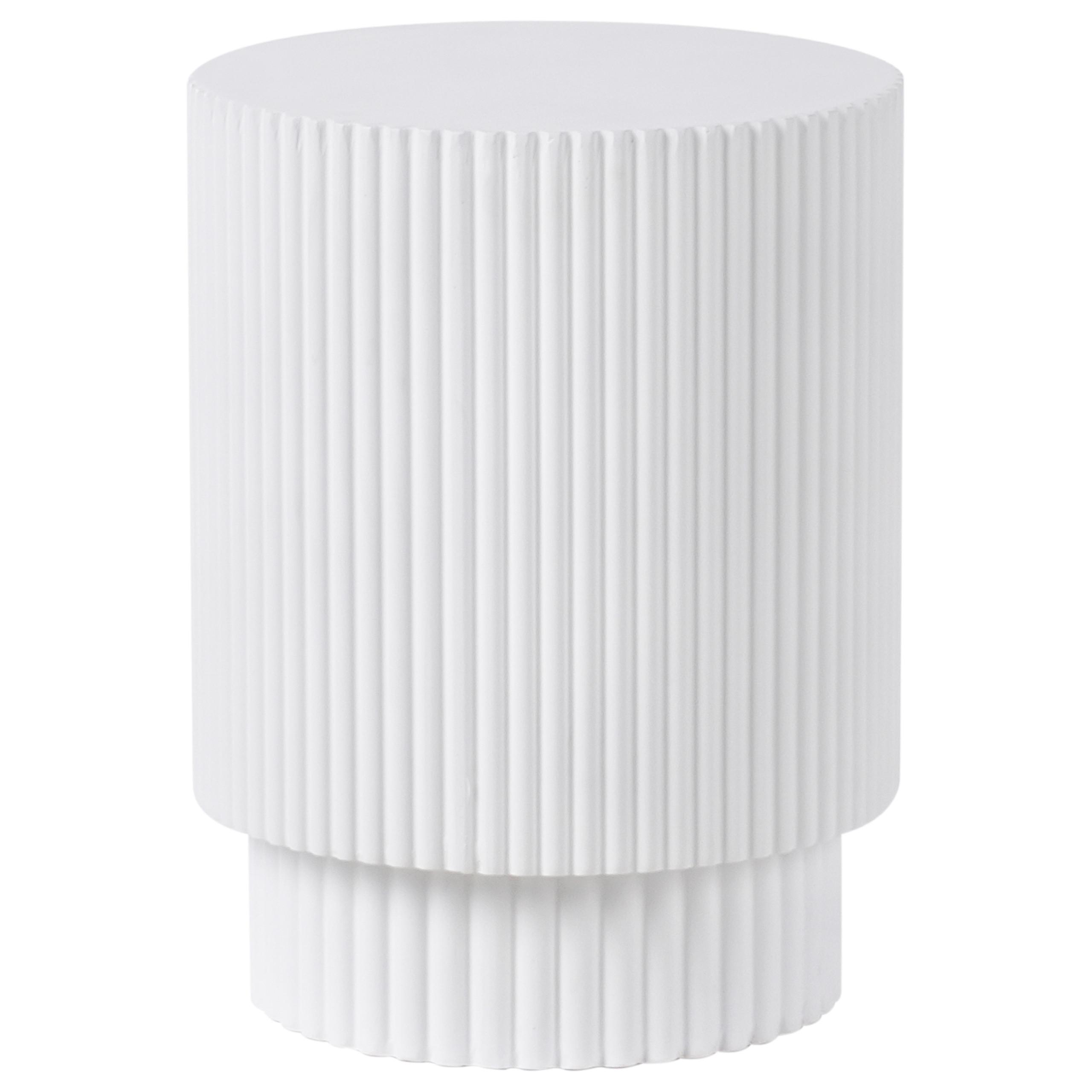 BEISTELLTISCH Beton weiß rund 35 cm Biccari - Weiß, Stein (35/35/45cm) - Beliani