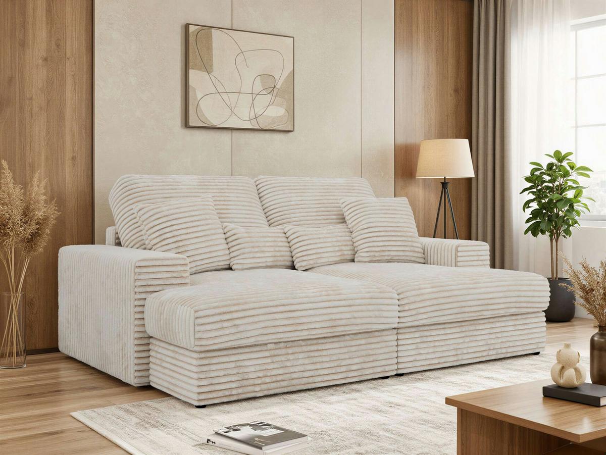 4-SITZER SOFA ANERA - Beige Cord - Beige/Creme, Kunststoff/Textil (248/107/163cm) - MKS