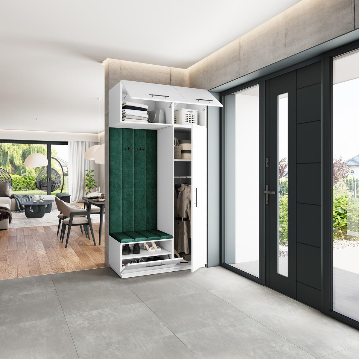 GARDEROBENSCHRANK REMA 120/240/60 cm Modern Garderobe-Set Weiß - Weiß/Grün, Holzwerkstoff (120/240/60cm) - MASSENO