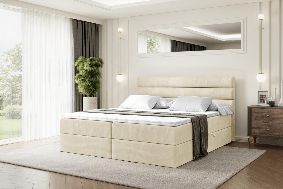 BOXBETT mit Matratze H3 und Lattenrost - CELESTIA - 180x200 cm Beige - Beige, Holzwerkstoff (180/200cm) - ALTDECOR