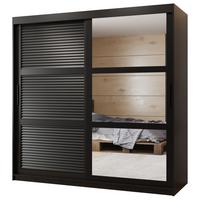 SCHWEBETÜRENSCHRANK 200/180/62 2-türig - Schwarz, Holz/Kunststoff (180/200/62cm) - MÖBEL KRYSPOL