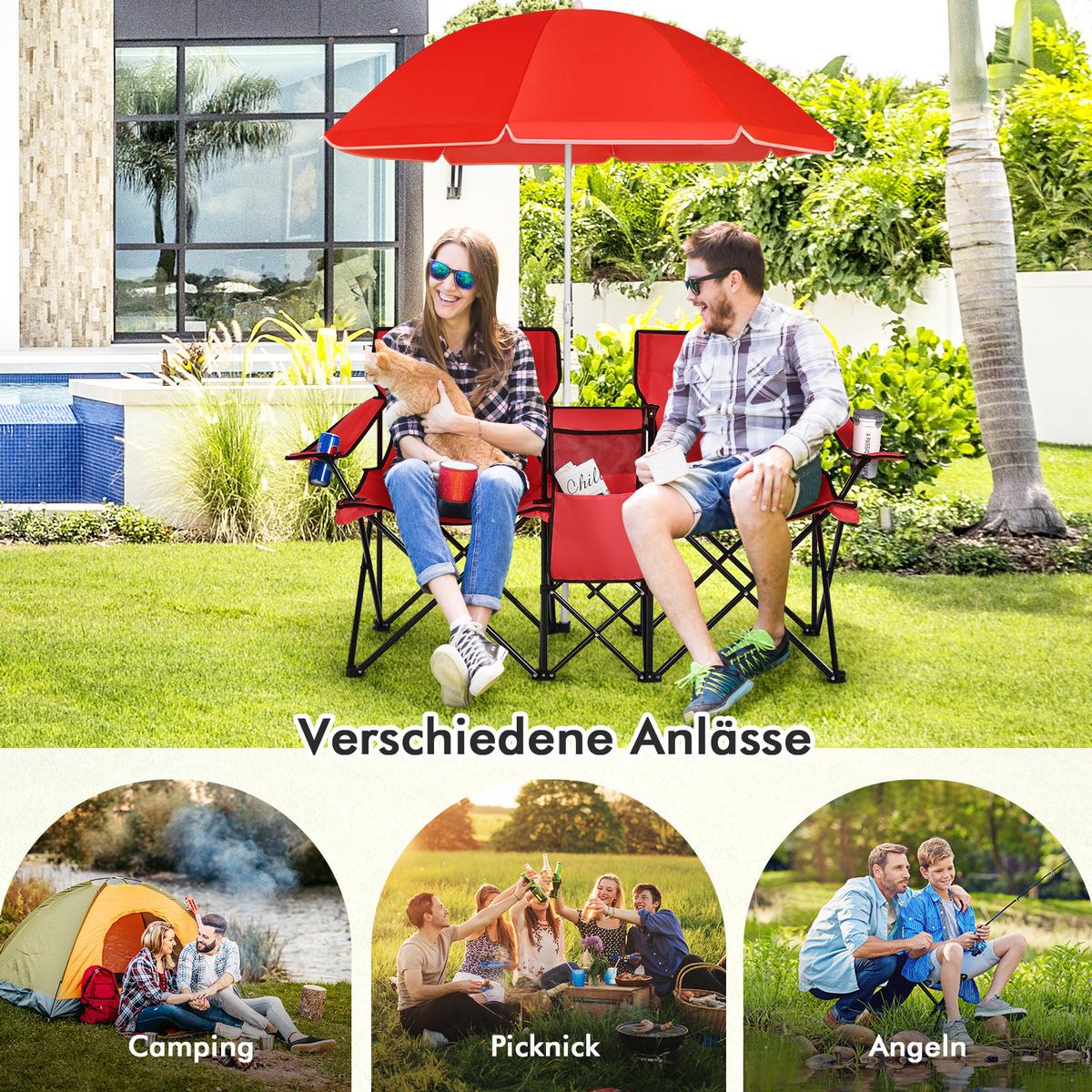 CAMPINGSTUHL-SET Rot - Rot, Textil (161/85/55cm) - COSTWAY
