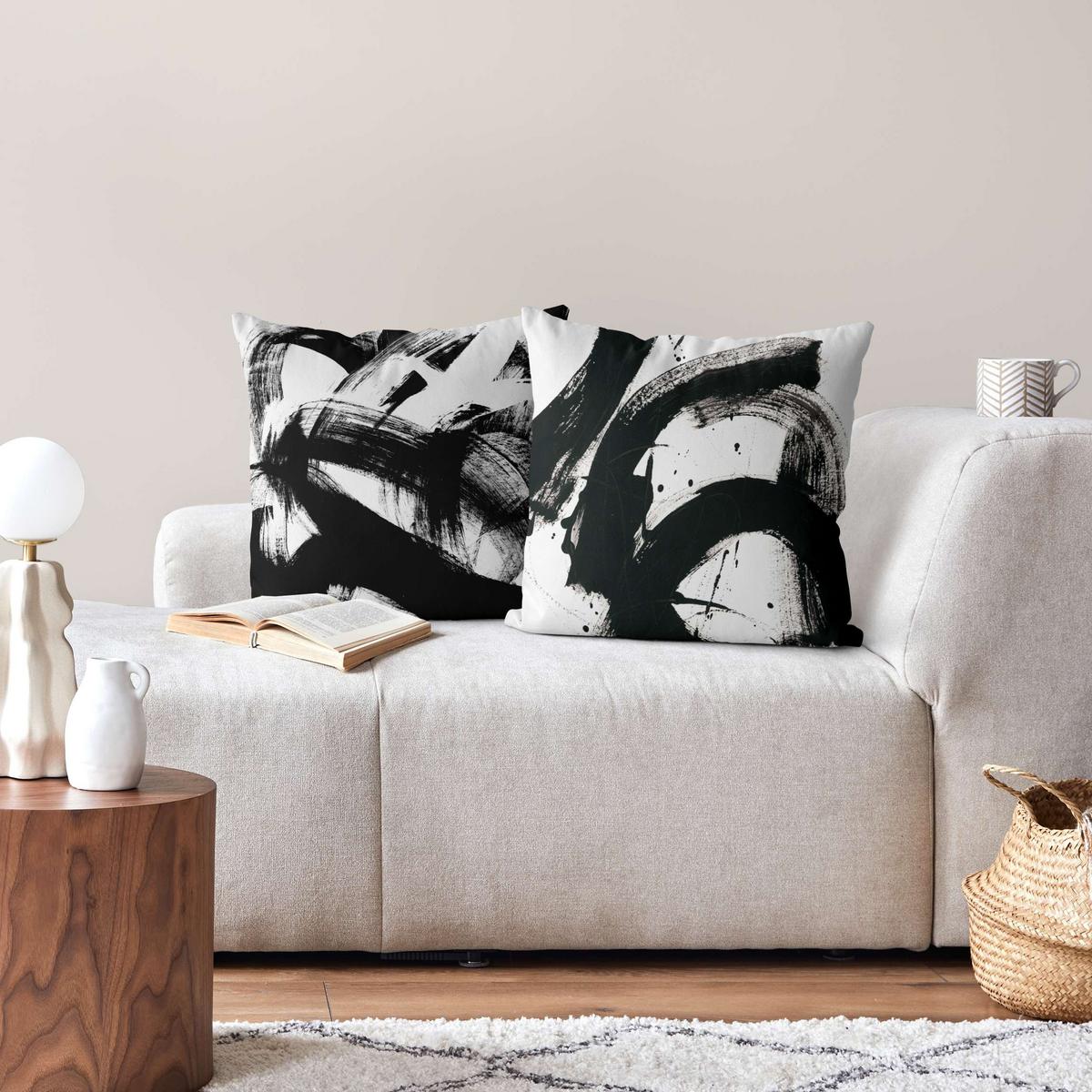 DEKOKISSEN 2er-Set Onyx in Bewegung Duo 40/40 cm - Schwarz, Textil (40/40cm) - Bilderwelten