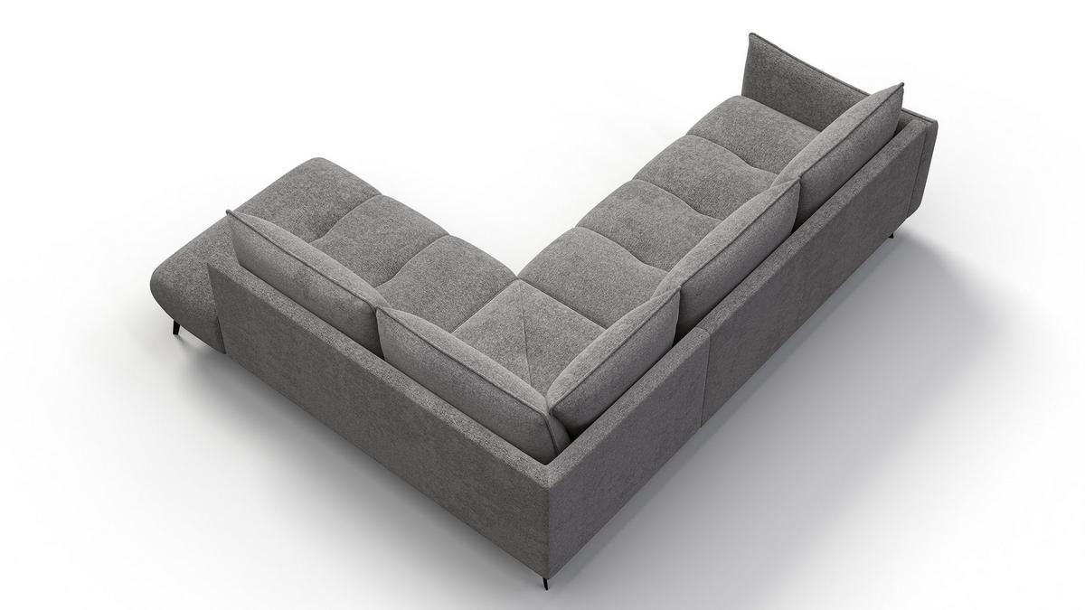ECKSOFA AERA 5-Sitzer rechts, platingrau - Schwarz/Grau, Holz/Textil (268/206cm) - Wozimo