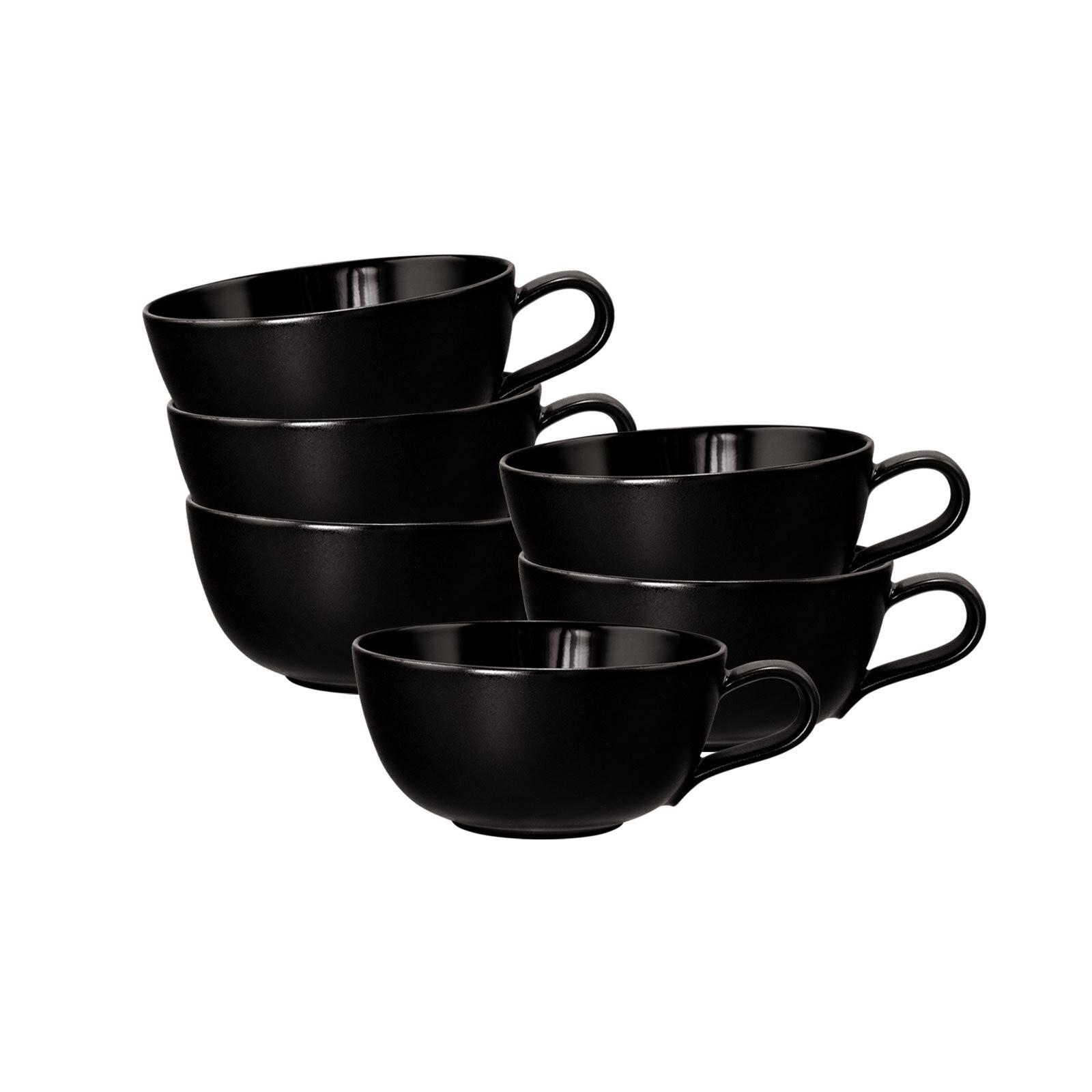 TEETASSEN Liberty Velvet Black schwarz 290 ml 6er Set - Schwarz, Keramik (0.29L) - Seltmann Weiden