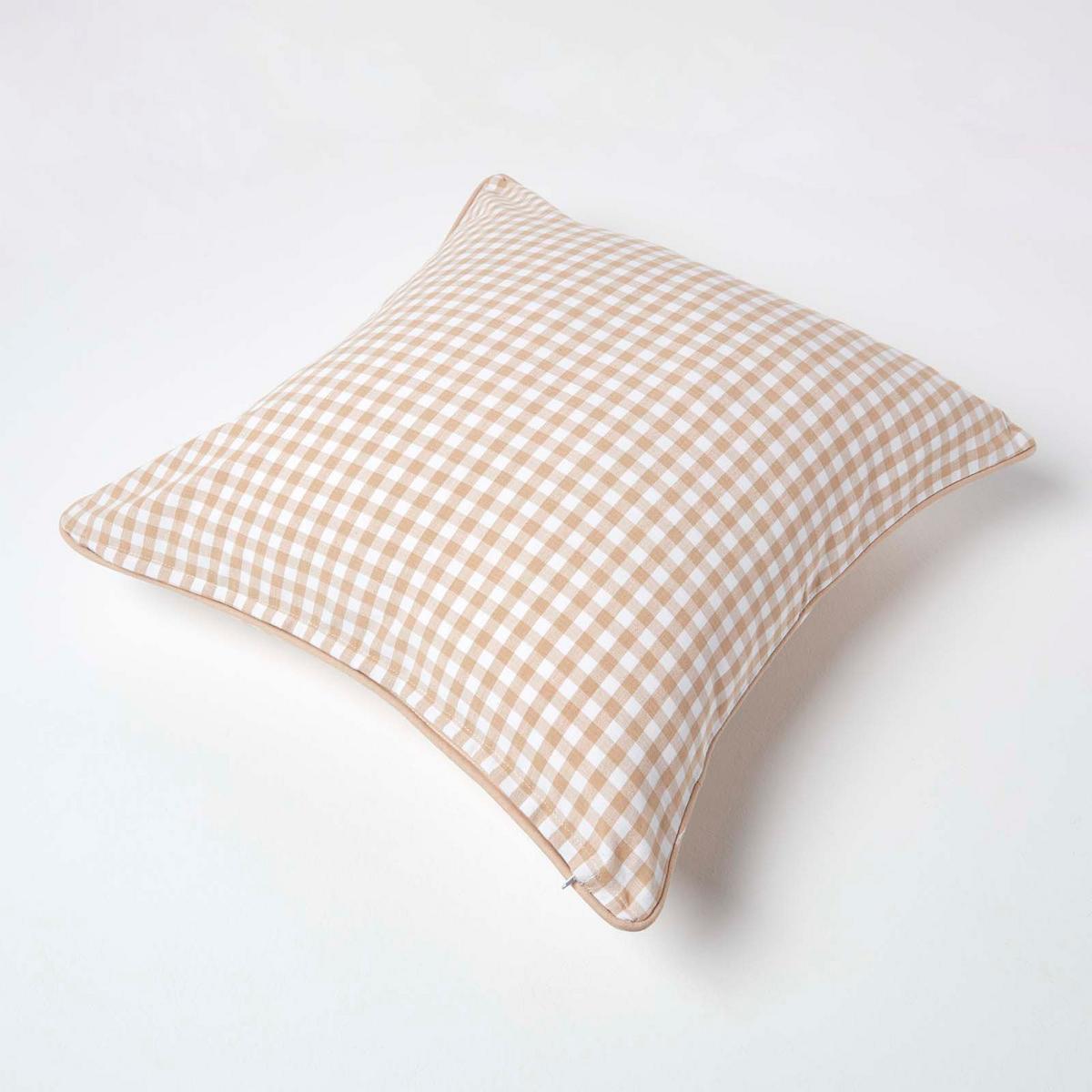 KISSENHÜLLE Vichy-Karo 60/60 cm, 100% Baumwolle - Beige, Textil (60/60cm) - Homescapes