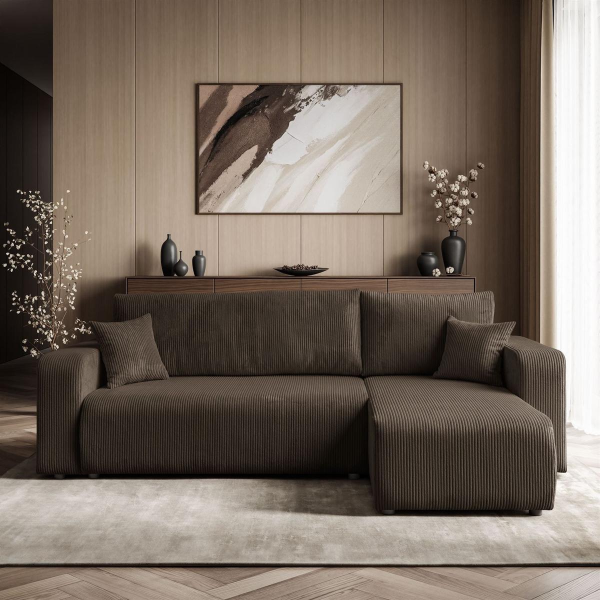 ECKSOFA PRESTIGE L, Poso 06 - Braun, Textil (247/143cm) - Lookway