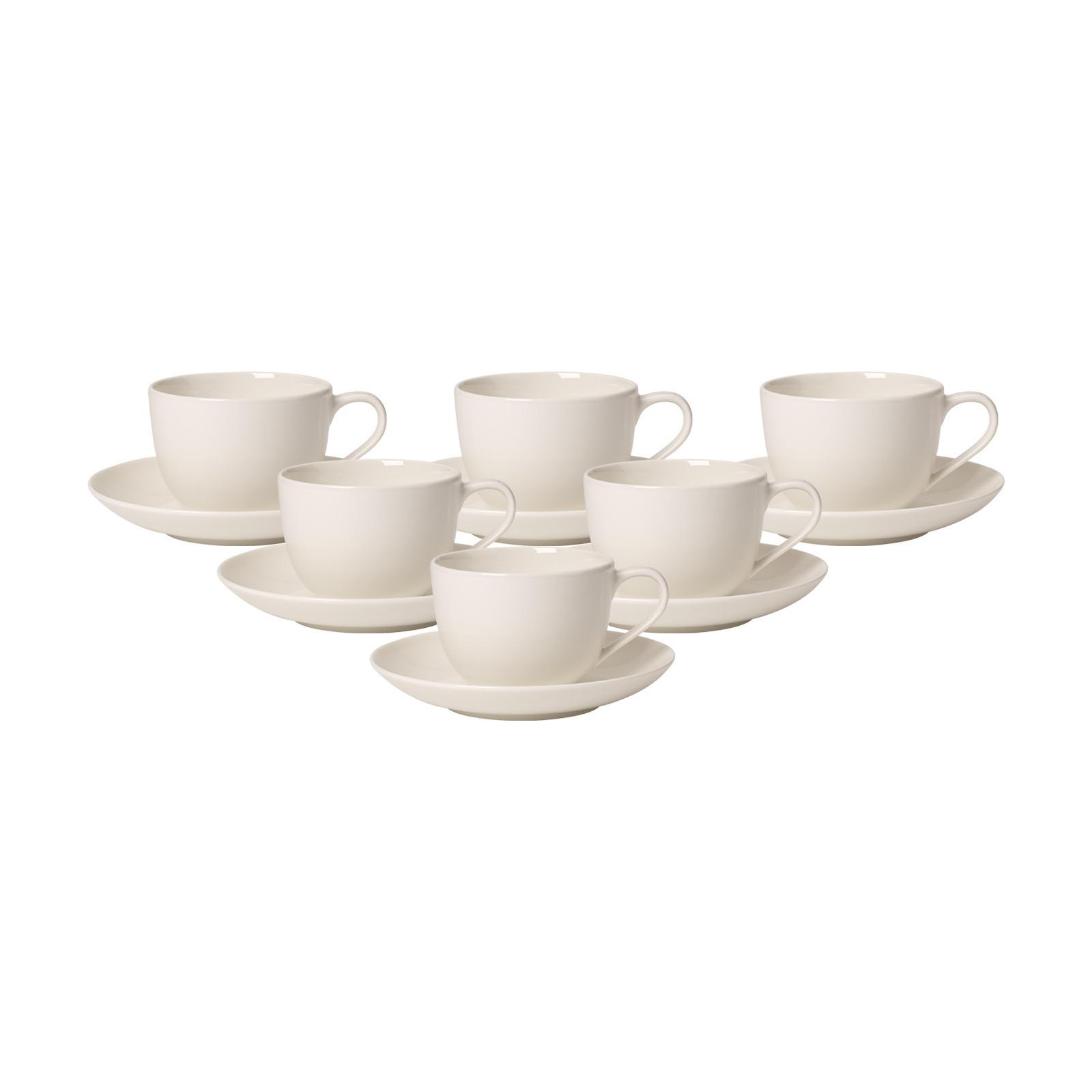 KAFFEETASSEN MIT UNTERTASSEN For Me weiß 160 ml 6er Set - Weiß, Keramik (14.8/8.8/14.8cm) - Villeroy & Boch