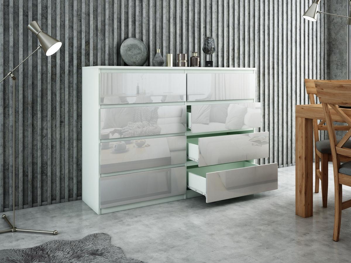 KOMMODE Weiß, Hochglanz 139/102/39 - Weiß Hochglanz/Weiß, Holzwerkstoff (139/102/39cm) - RAUMHIRSCH FURNITURE