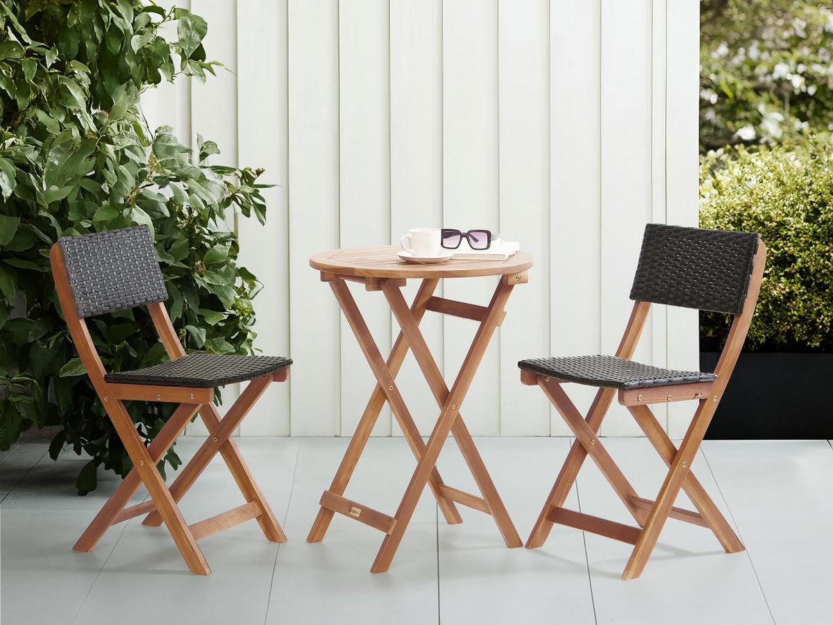 BISTRO-SET Akazienholz Braun/Schwarz Rivarotta - Braun, Holz - Beliani