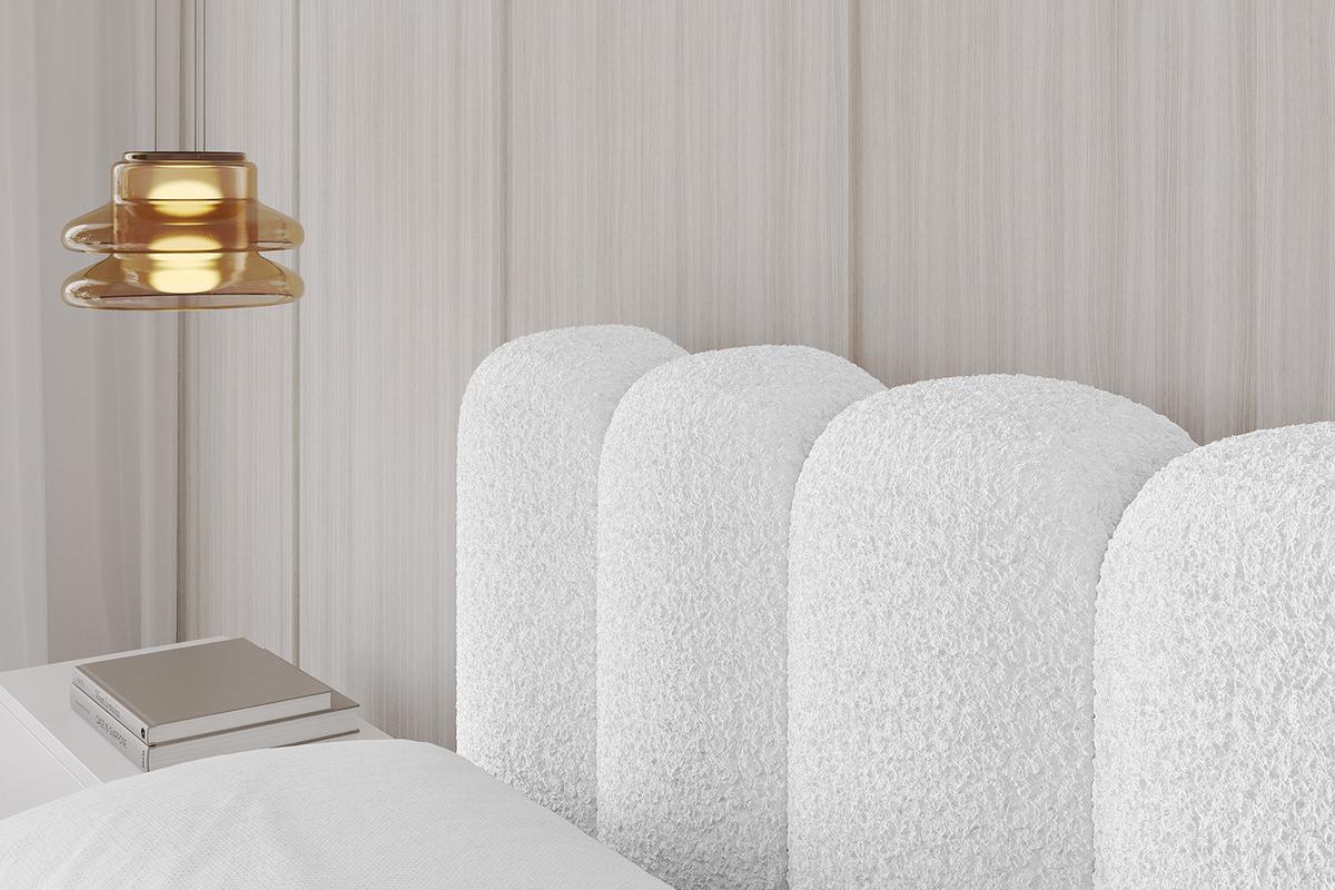 POLSTERBETT mit Bettkasten und Lattenrost, Bett mit Matratze H3/H4 - SENA-v1 180x200 Weiß - Weiß, Holzwerkstoff/Textil (180/200cm) - ALTDECOR