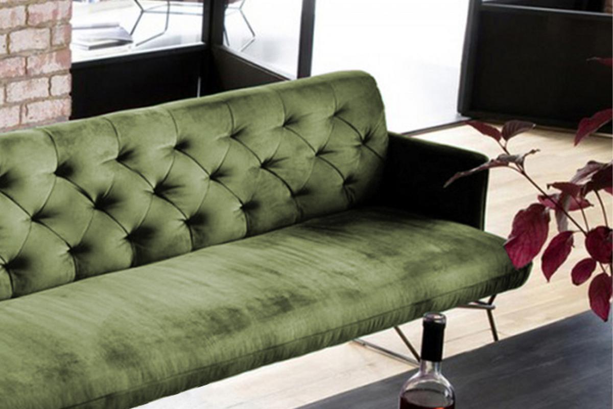 ESSZIMMERBANK CHARME Grün Velvet - Olivgrün/Grün, Textil (186/85/68cm) - KAWOLA