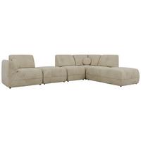ECKSOFA NOARA 6M L Beige Velvet - Rechts - Beige/Schwarz, Kunststoff/Textil (355/244cm) - MKS