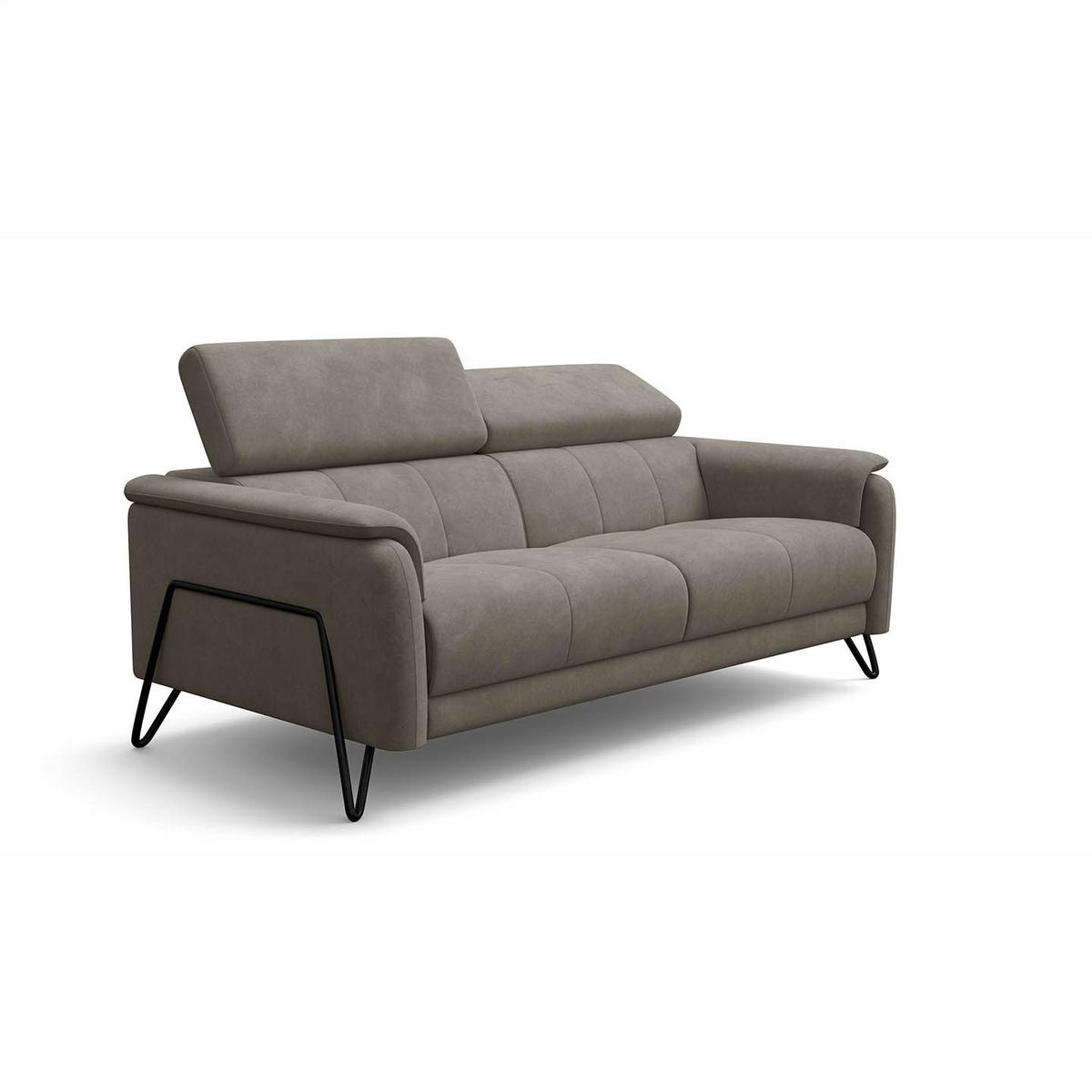 SOFA RODEN 3-Sitzer, beige, Veloursstoff - Beige, Holz/Textil (194/82/103cm) - Wozimo