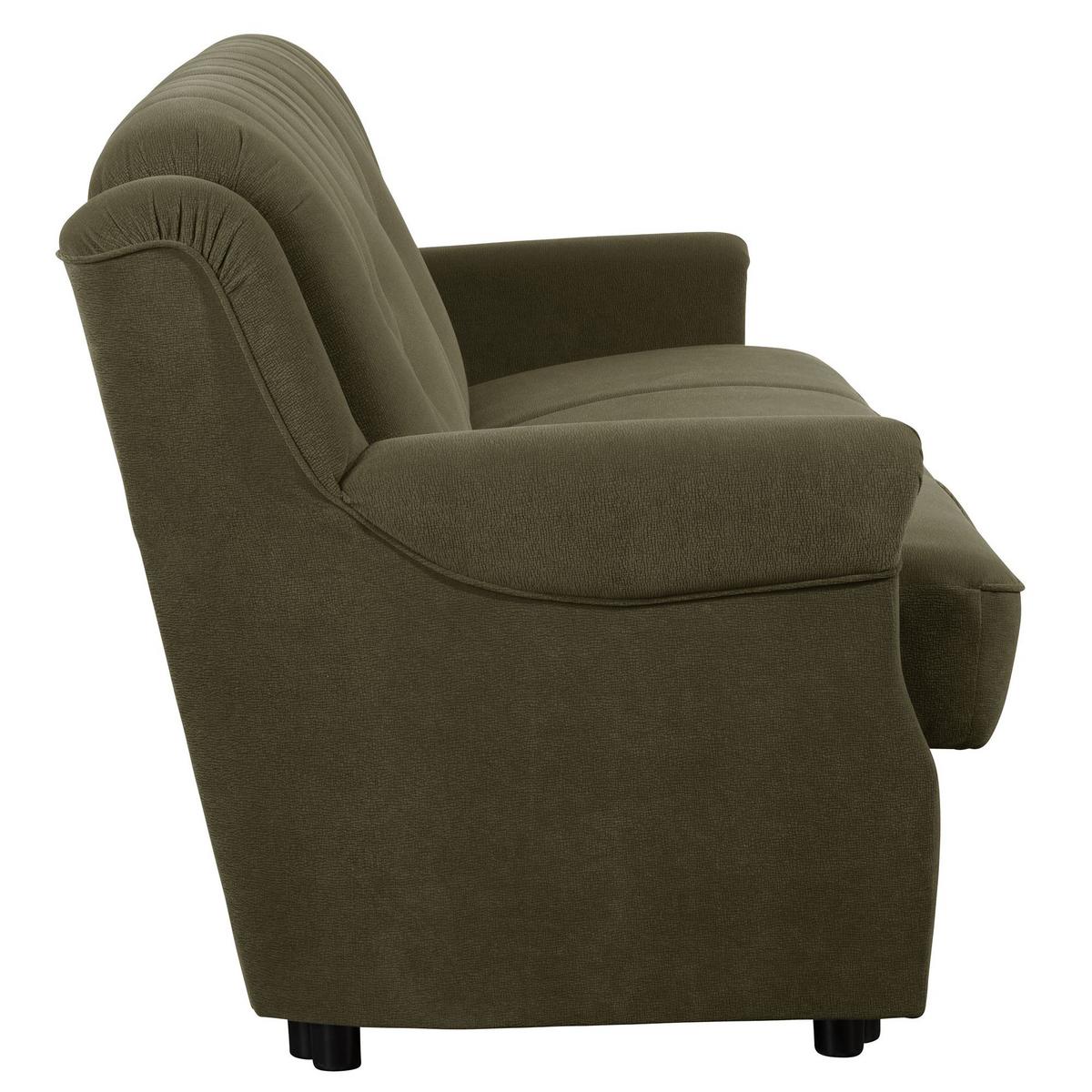 SOFA 3-Sitzer mit Bettfunktion Kaylyn Flockstoff grün - Grün, Kunststoff (83/89/207cm) - 58aufmkessel