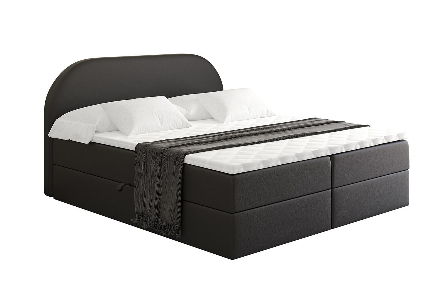 BOXBETT mit Matratze H4 und Lattenrost - NOX - 180x200 - Schwarz Kunstleder - Schwarz, Holzwerkstoff/Kunststoff (180/200cm) - ALTDECOR