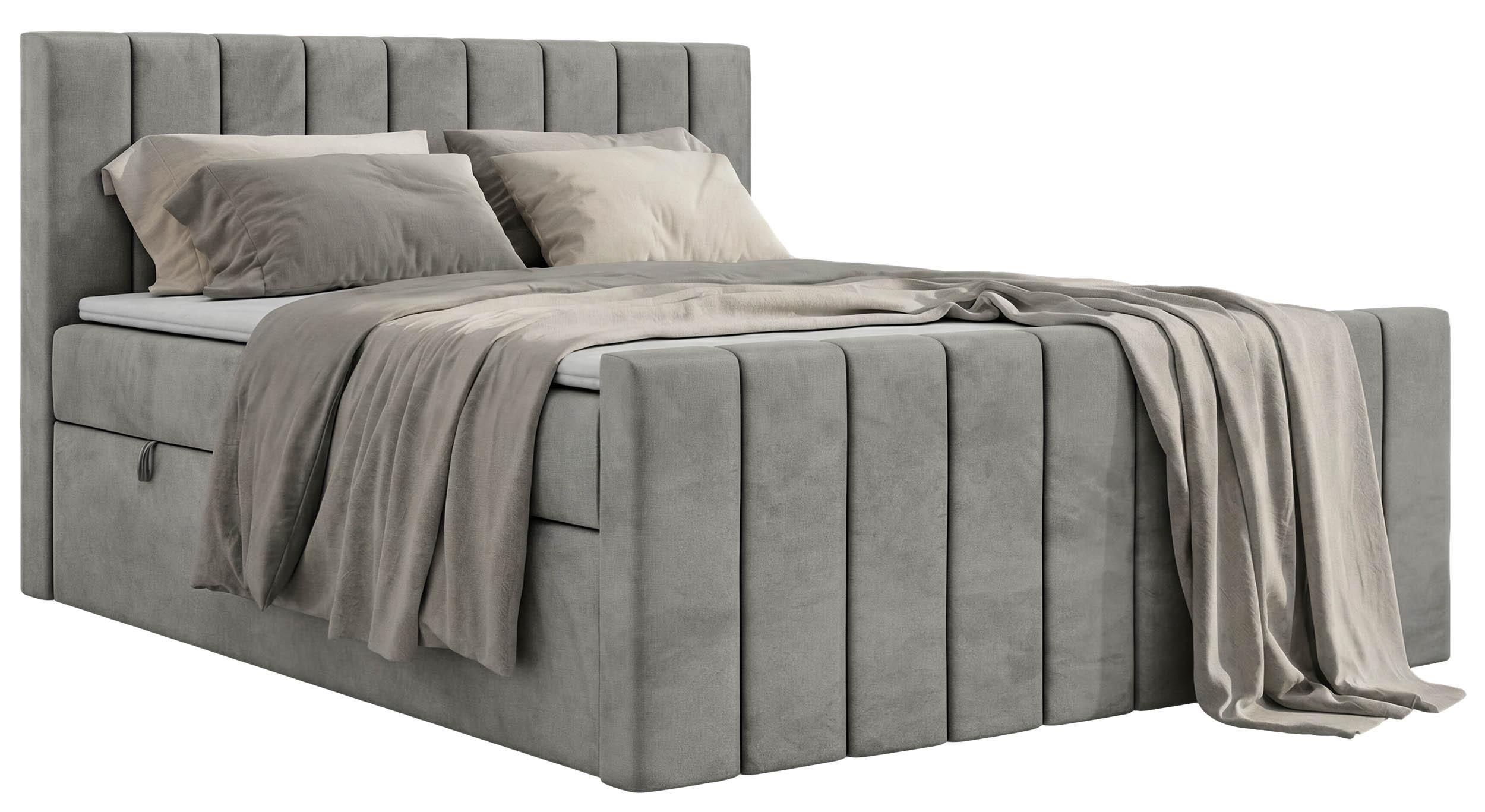 BOXSPRINGBETT ALVER DUO 200/200 - Hellgrau Velvet - H4 - Hellgrau, Textil (200/200cm) - MKS