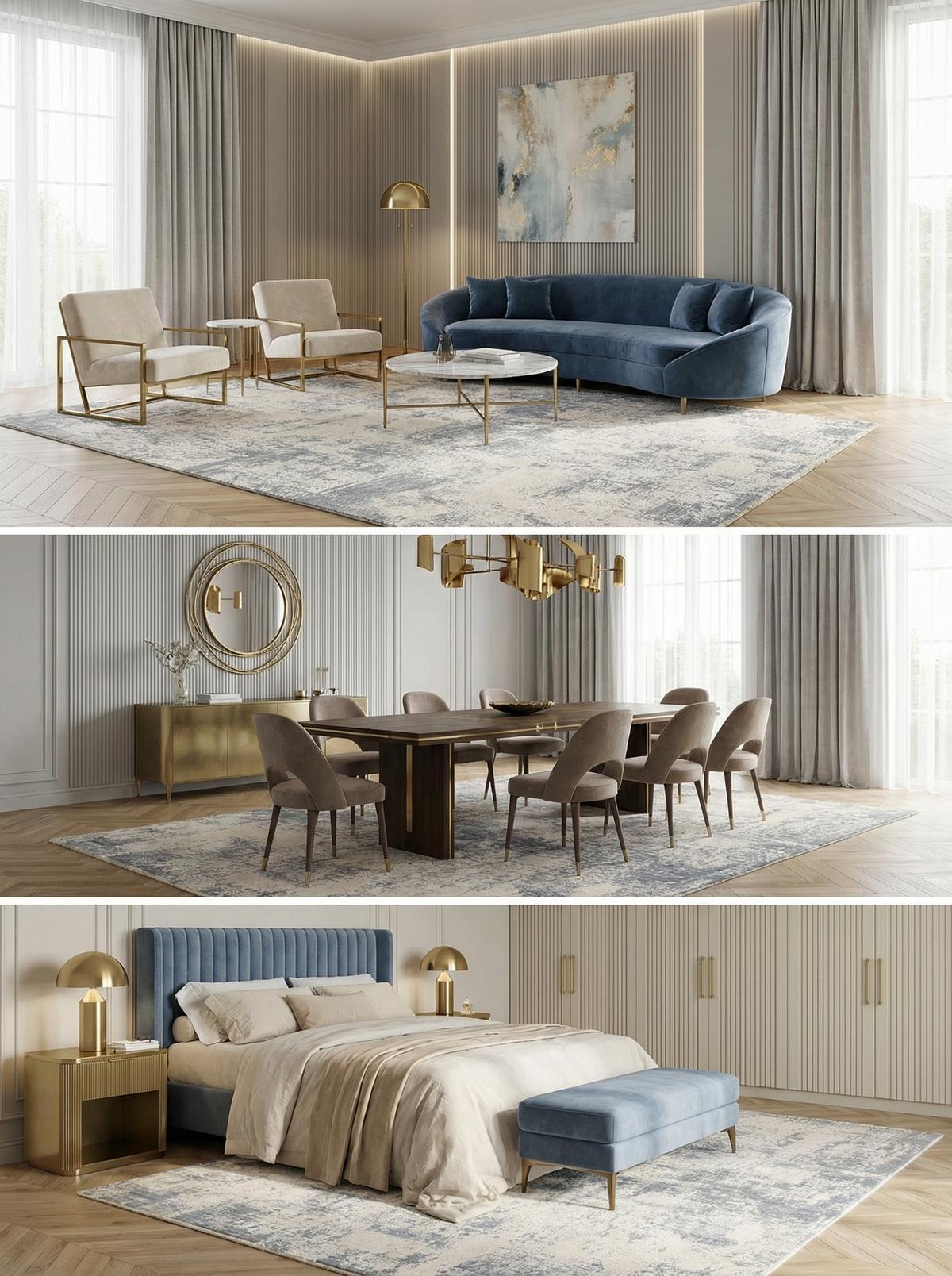 TEPPICH SIENA-Arbia, abstrakt, Blau, 160 x 240 cm - Blau, Textil (240/160cm) - KADIMA DESIGN