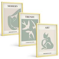 BILDER SET 3er Set - 40x60 cm Goldrahmen - Matisse abstrakte Figuren - Goldfarben, Kunststoff (40/60cm) - TULUP