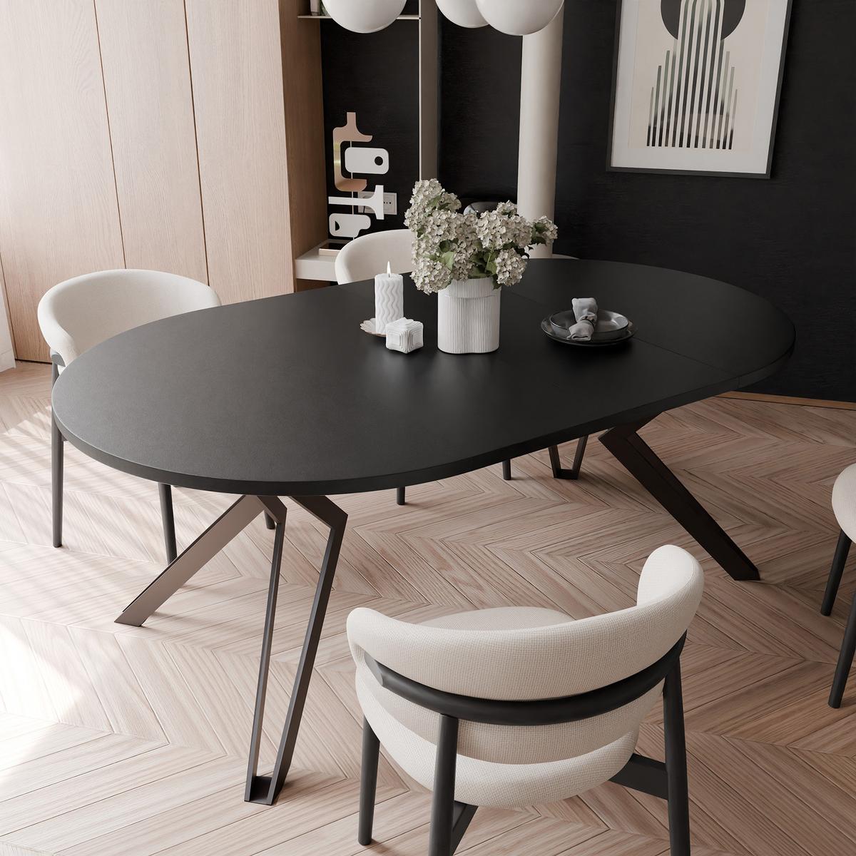 ESSTISCH ausziehbar aus MDF, Schwarz - Schwarz, Holzwerkstoff (120/120/76cm) - Idohome