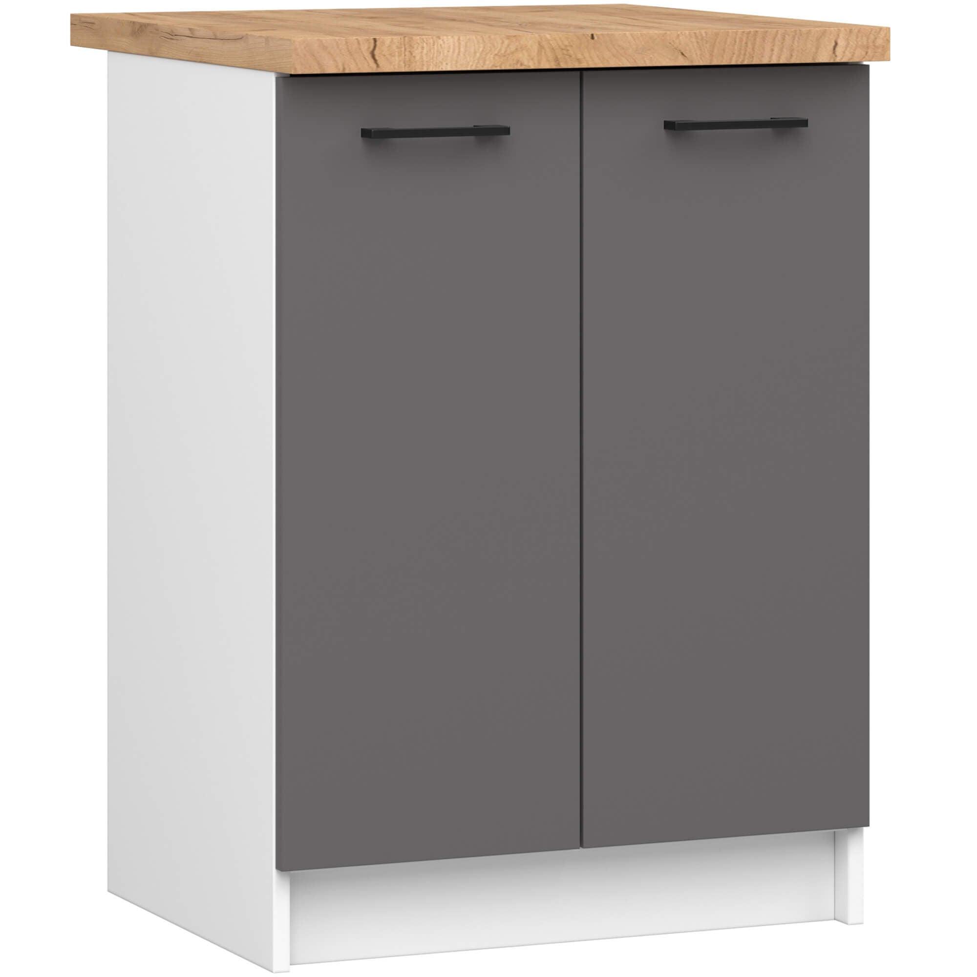 UNTERSCHRANK Weiß, Graphit Grau 85/60/46 - Weiß/Grau, Holzwerkstoff (60/85/46cm) - RAUMHIRSCH FURNITURE