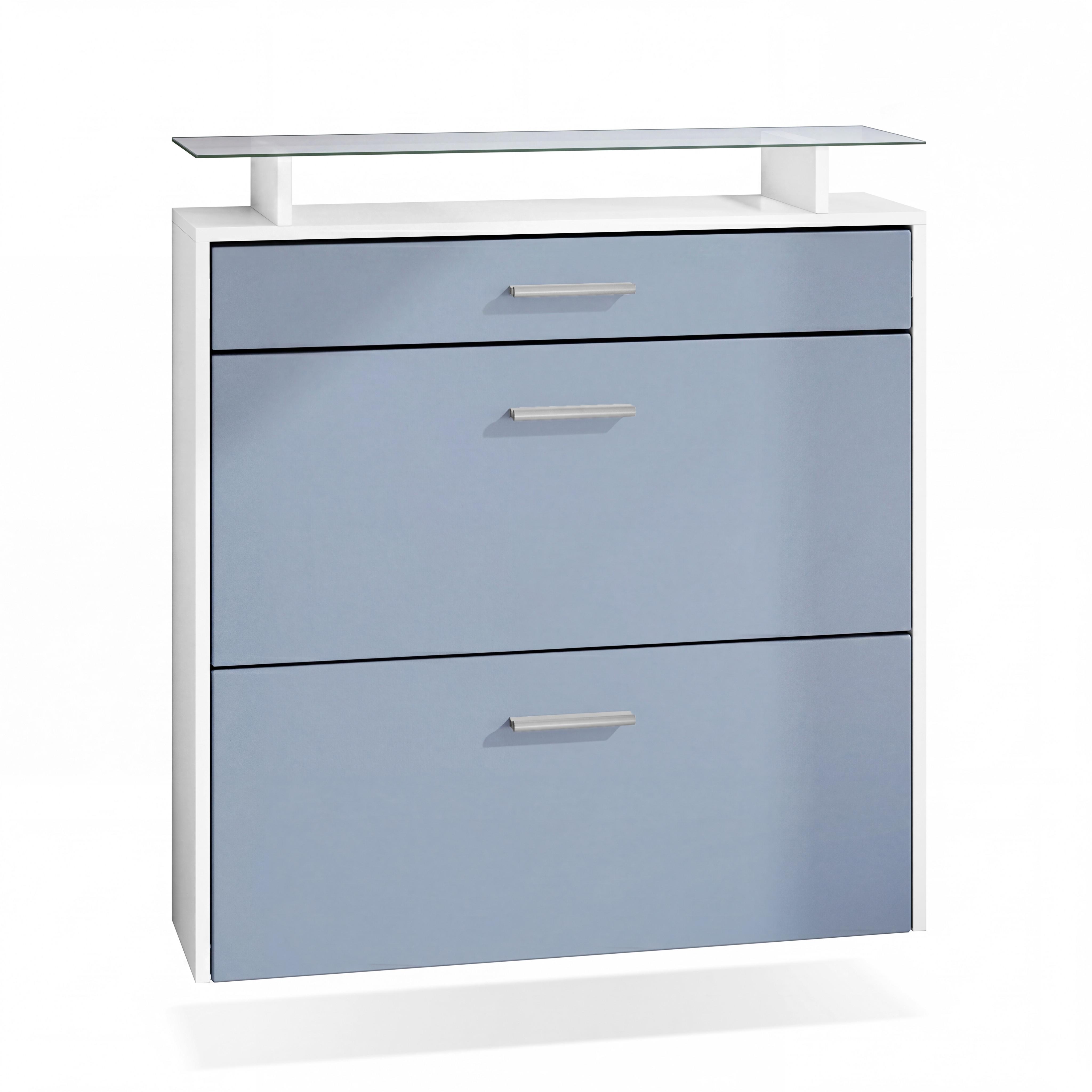 SCHUHSCHRANK Malea Front in Denim - Pastellblau, Holzwerkstoff (89/96/23cm) - Vladon
