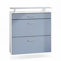 SCHUHSCHRANK Malea Front in Denim - Pastellblau, Holzwerkstoff (89/96/23cm) - Vladon