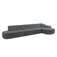 ECKSOFA Ottomane Rechts MARI-L3-v3 - 413x171x83 cm Dunkelgrau Cord - Dunkelgrau/Schwarz, Holzwerkstoff/Kunststoff (171/413cm) - ALTDECOR
