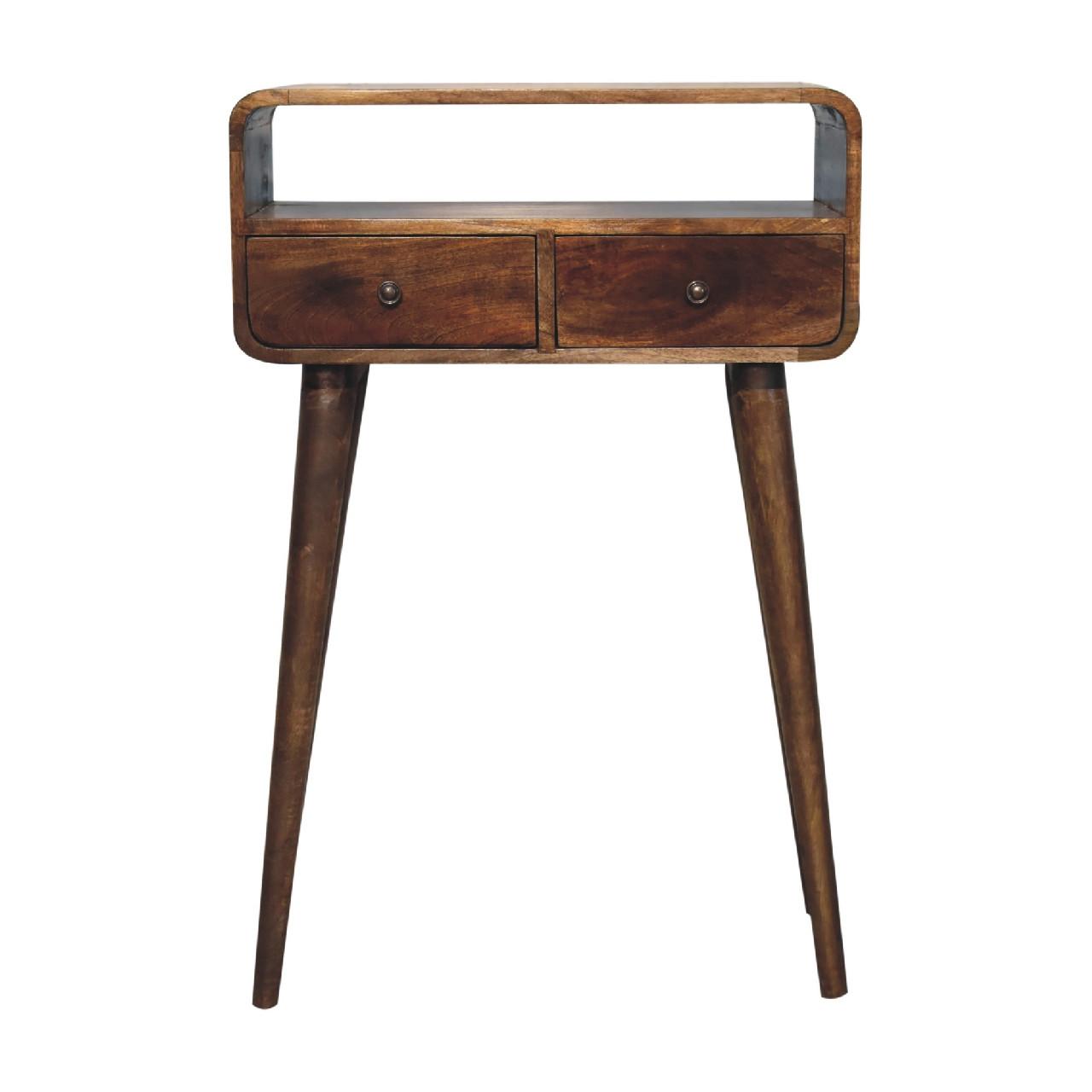 KONSOLENTISCH Grau gewaschenes Finish, 2 Schubladen, 1 offenes Regal, Braun - Graubraun/Braun, Holz (60/30/90cm) - Artisan Furniture