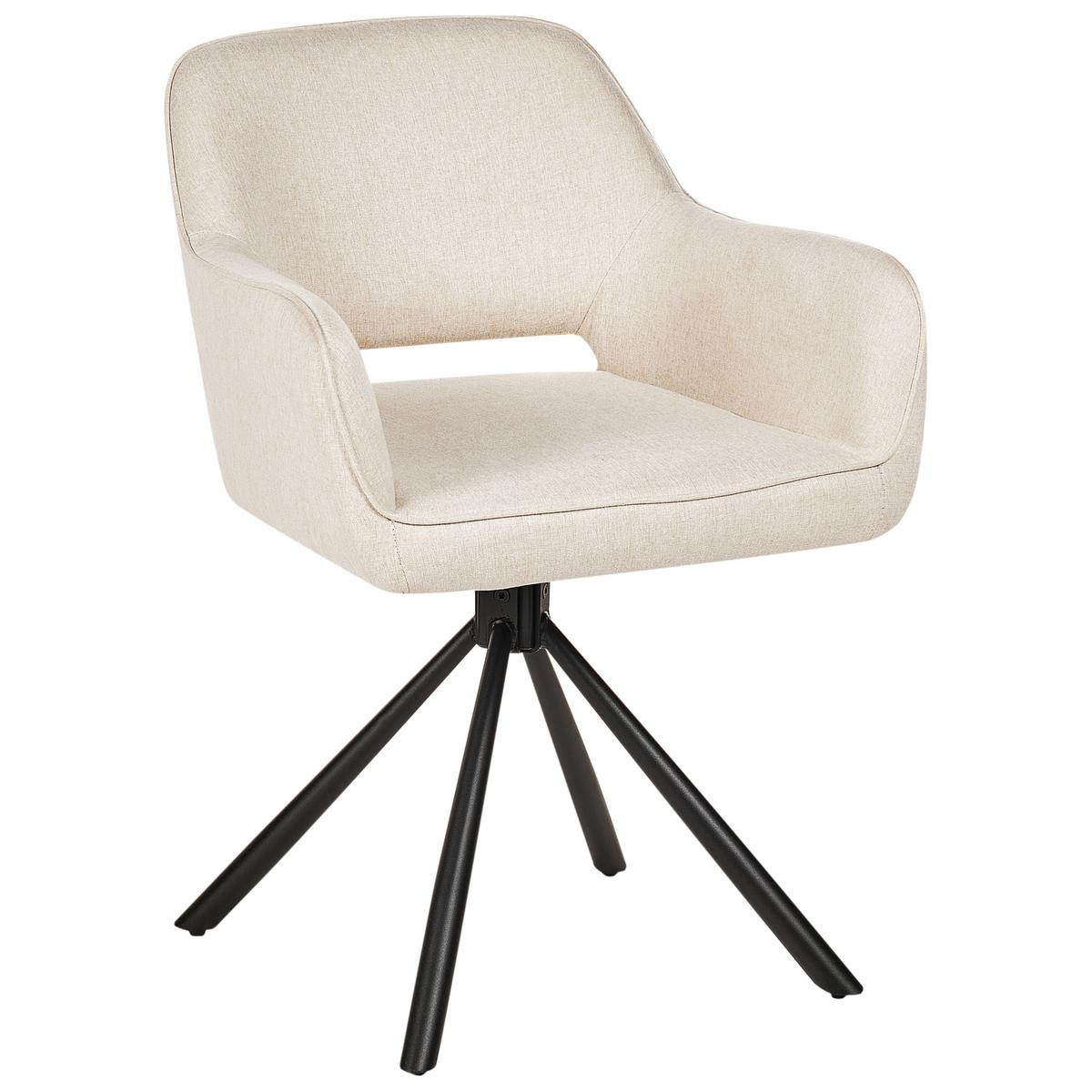 ESSZIMMERSTUHL 2er-Set Hellbeige Loures - Beige/Schwarz, Textil (56/80/63cm) - Beliani